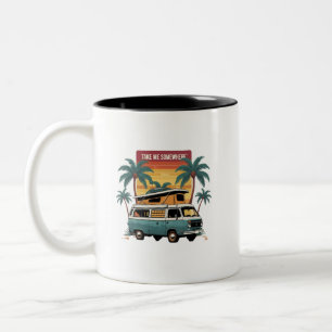Take Me Somewhere – Retro Travel Camper Van Coffee Two-Tone Coffee Mug