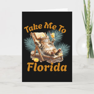 Take Me To Florida Cute Cat Beach Vacation Summer Card