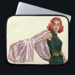 Take Me to Hollywood Laptop Sleeve<br><div class="desc">Artist: Coby Whitmore | Red haired woman in a green dress holding out a pink shaw.</div>