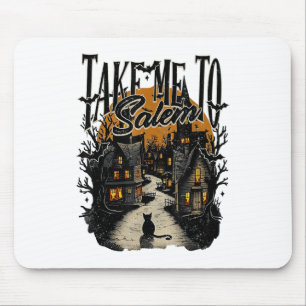 Take Me To Salem Black Cat Halloween Retro Vintage Mouse Mat