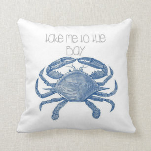 Take Me to the Bay Blue Crab Pillow