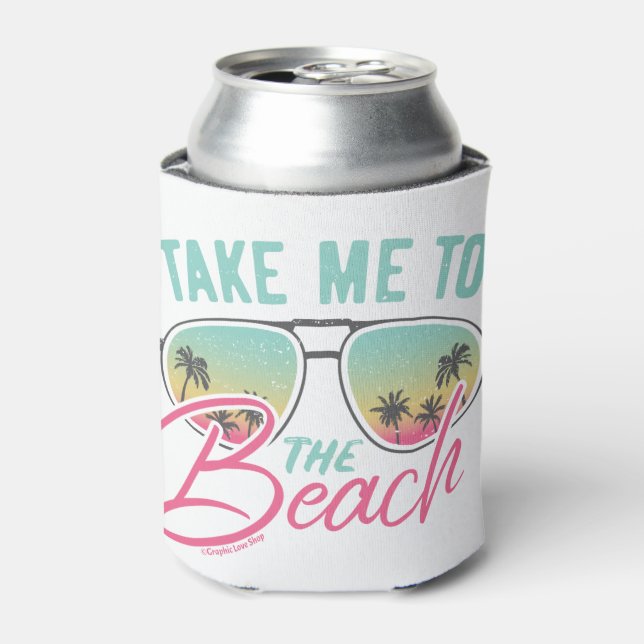 Take Me to the Beach Graphic Art - GraphicLoveShop Can Cooler (Can Front)