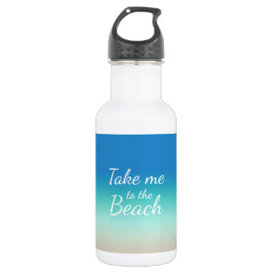"Take me to the beach" modern blue ombre 532 Ml Water Bottle
