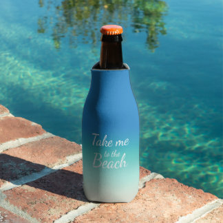 "Take Me To The Beach" Modern Blue Ombre Bottle Cooler