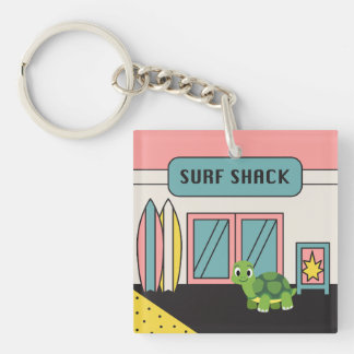 Take me to the beach surf shack turtle Keychain