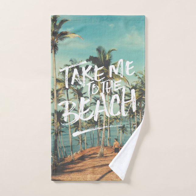 Take Me to the Beach Typography Photo Template Hand Towel (Hand Towel)