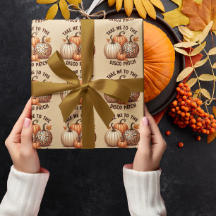 Take me to the Disco Patch cute pumpkins fall Wrapping Paper