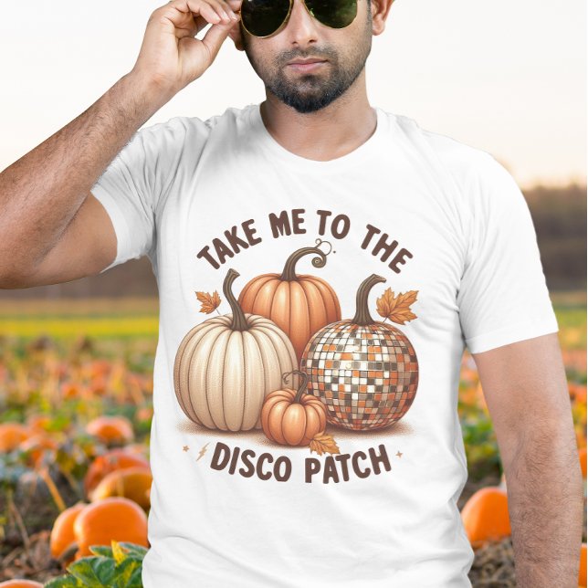 Take Me to the Disco Patch Funny Fall Pumpkin T-Shirt (Take me to the Disco Patch watercolor fall men's T-Shirt)