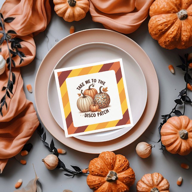 Take Me to the Disco Patch Pumpkin Fall Party Napkin (Take me to the Disco Patch watercolor Autumn Napkins)