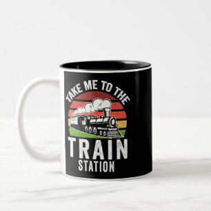 Take me to the train station Trains Railway Two-Tone Coffee Mug