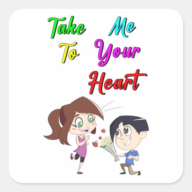 Take Me To Your Heart valentines Square Sticker (Front)