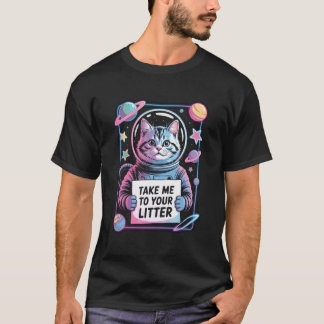 Take Me to Your Litter Funny Cat UFO Alien Space M T-Shirt