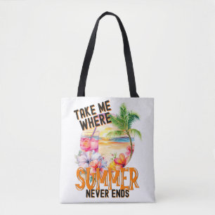 Take Me Where Summer Never Ends, Tropical Flowers Tote Bag