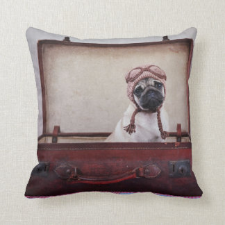 "Take me with you" Pug Puppy Throw Pillow. Cushion