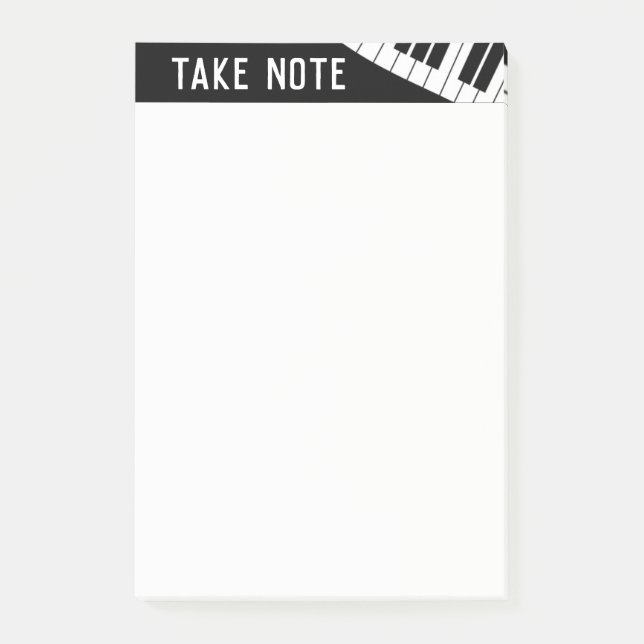 "Take Note" Musical Piano Black and White Post-it Notes (Front)