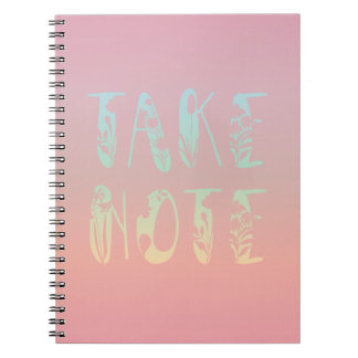 "Take Note" Pastel Pink Rainbow Notebook