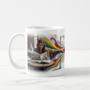 Take On Me Girl Reading Comic World Mug