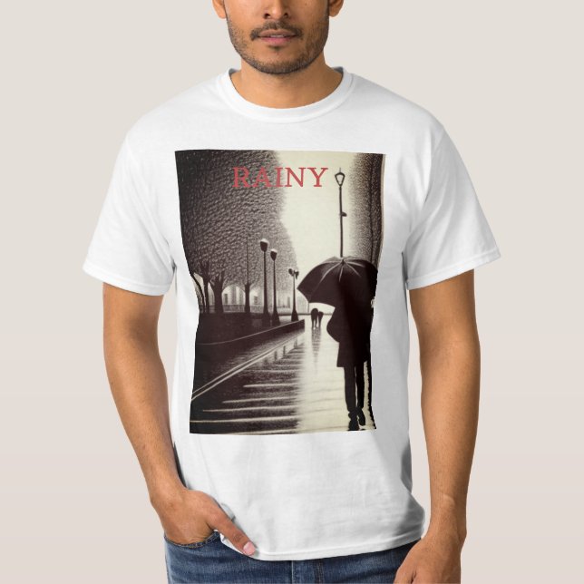 Take on the Rain in Style with Our Men's Umbrella  T-Shirt (Front)