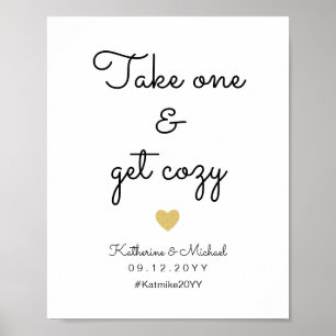 Take One and Get Cosy Wedding Blanket Favour Sign