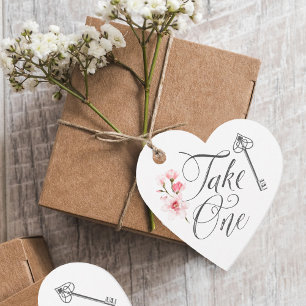 Take One Elegant Script Vintage Key & Florals Favour Tags
