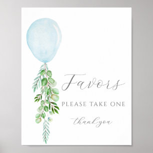Take One Favours Sign Blue Balloon Baby Shower