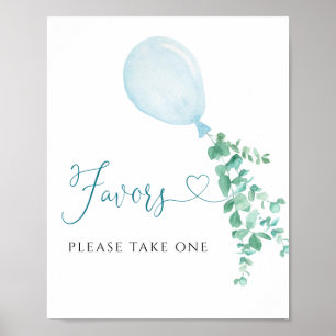 Take One Favours Sign Blue Balloon Baby Shower
