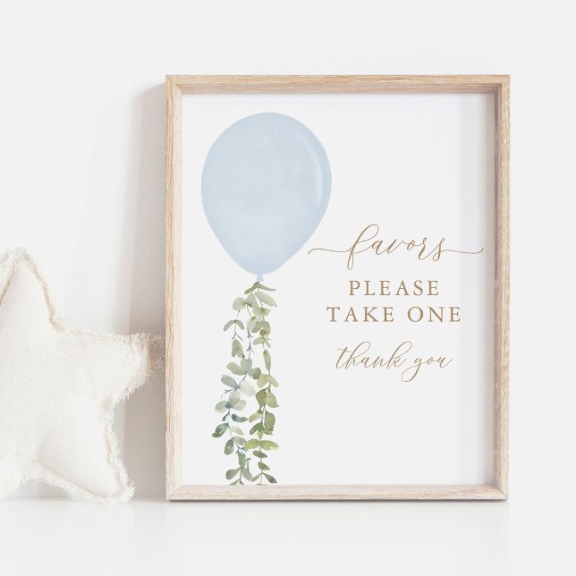 Take One Favours Sign Blue Balloon Baby Shower (Creator Uploaded)