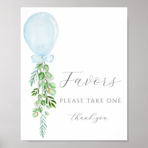 Take One Favours Sign Blue Balloon Baby Shower