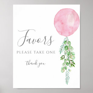 Take One Favours Sign Pink Balloon Baby Shower