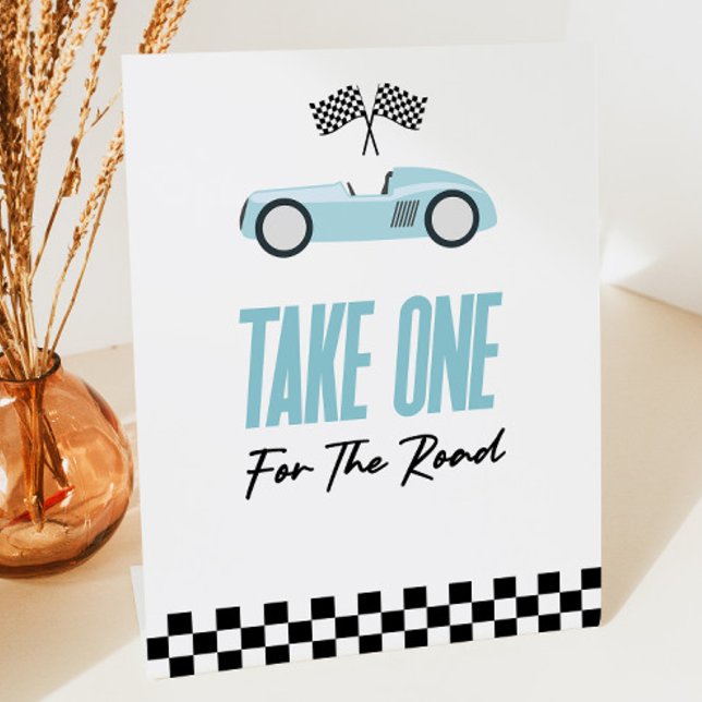 Take One For The Road Red Race Car Favours Pedestal Sign (Creator Uploaded)