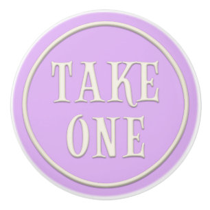 "Take One" Wonderland Tea Party Pastel Purple Ceramic Knob