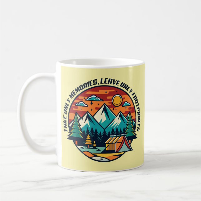 Take Only Memories, Leave Only Footprints Camping Coffee Mug (Left)