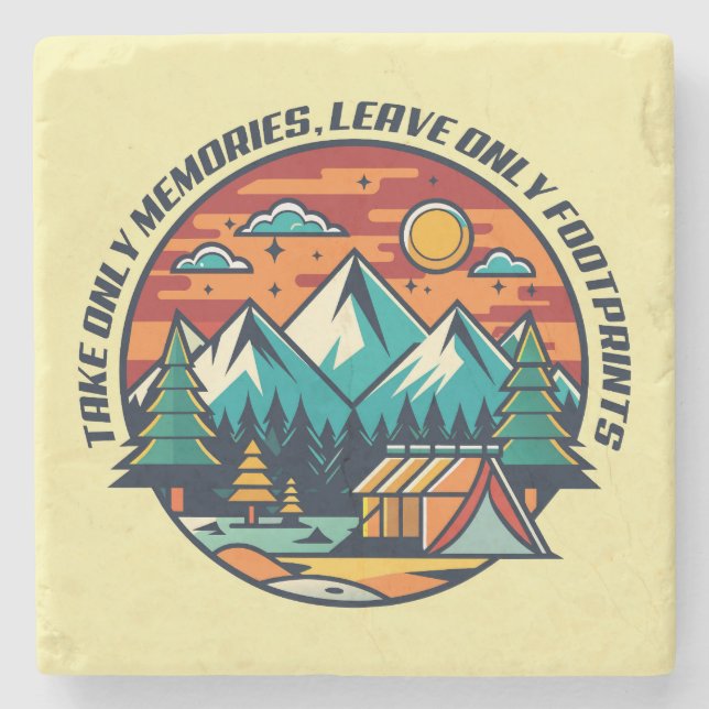 Take Only Memories, Leave Only Footprints Camping Stone Coaster (Front)