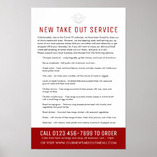 Take out emergency restaurant notice and new menu poster