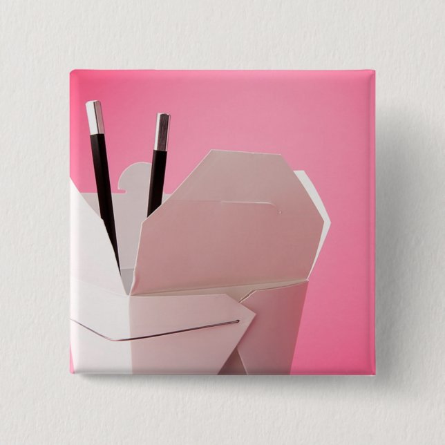 Take Out on Pink 15 Cm Square Badge (Front)