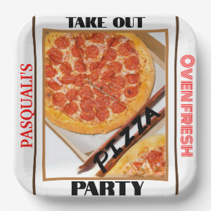 Take Out Pizza Party NAME Paper Plate