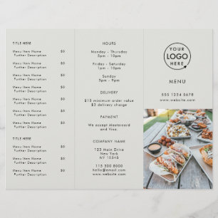 Take out Restaurant Grey Logo Photo Menu