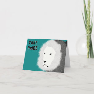 Take Pride Note Card - Lion in Teal