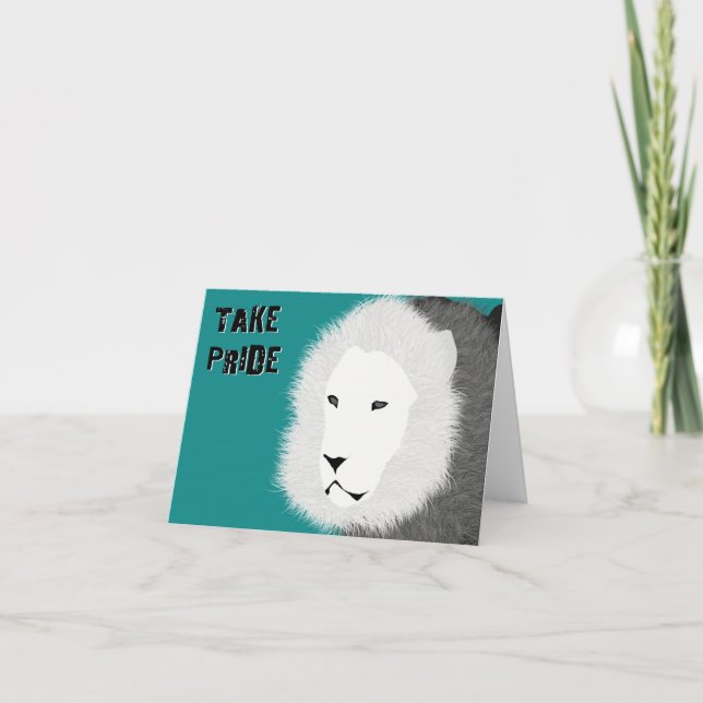 Take Pride Note Card - Lion in Teal (Front)