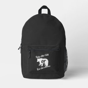 Take Risk – Motivational Quote Bear Graphic Design Printed Backpack