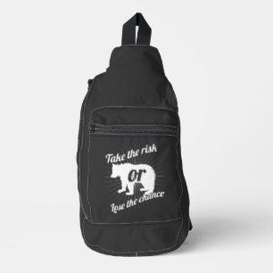 Take Risk – Motivational Quote Bear Graphic Design Sling Bag