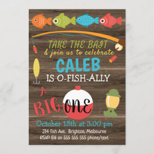 Take The Bait A Big One 1st Birthday Invitation