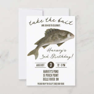 Take the Bait, Fishing Themed Birthday Party Invitation