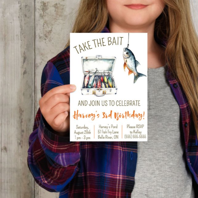 Take the Bait, Fishing Themed Birthday Party Invitation (Creator Uploaded)