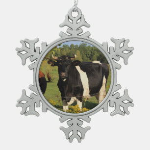 Take the Bull by the Horns Snowflake Pewter Christmas Ornament
