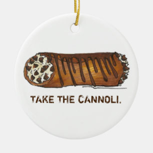 Take the Cannoli Chocolate Chip Italian Pastry Ceramic Tree Decoration