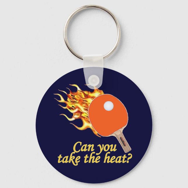 Take the Heat Flaming Ping Pong Key Ring (Front)