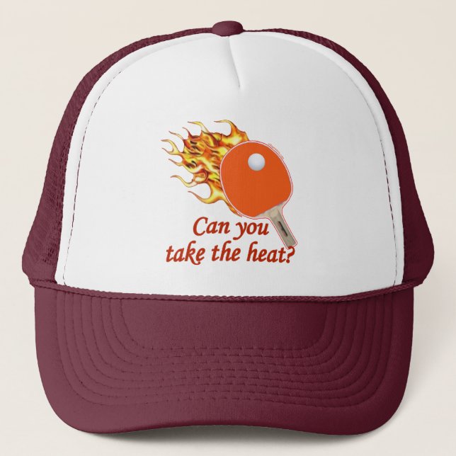 Take the Heat Flaming Ping Pong Trucker Hat (Front)