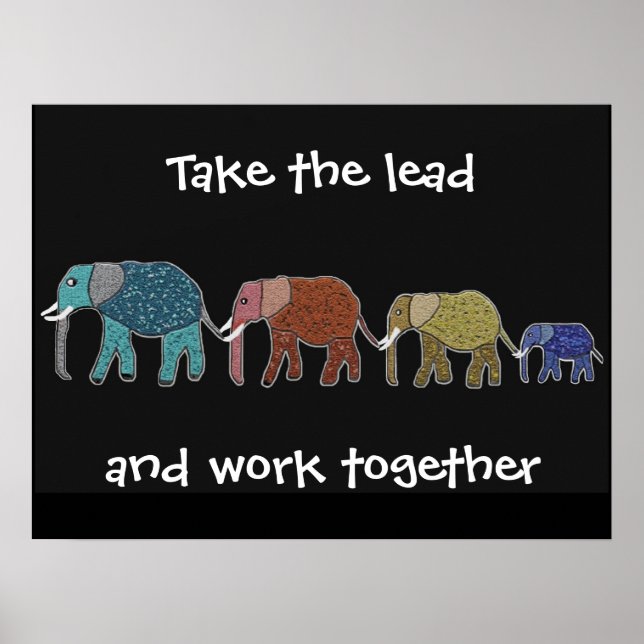 Take the Lead Elephants Motivational Poster (Front)