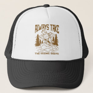 Take the Scenic Route Adventure Dog MountainDesign Trucker Hat